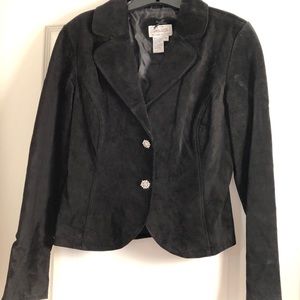 Black Leather Live a Little Rhinestone Blazer